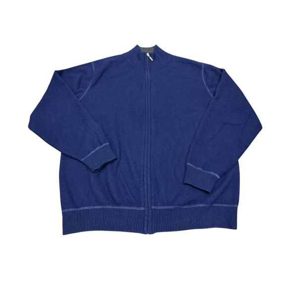 L.L.Bean Men’s 100% Cashmere Full Zip Sweater Jacket Blue Size Large - Picture 1 of 8